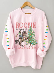 Rockin Around The Christmas Tree Print Sweatshirt