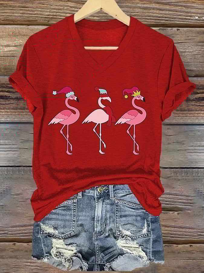 Christmas Flamingo Long Sleeve T-Shirt