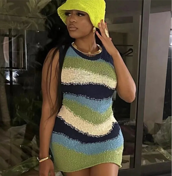 Tidal Wave Knitted Mini Dress