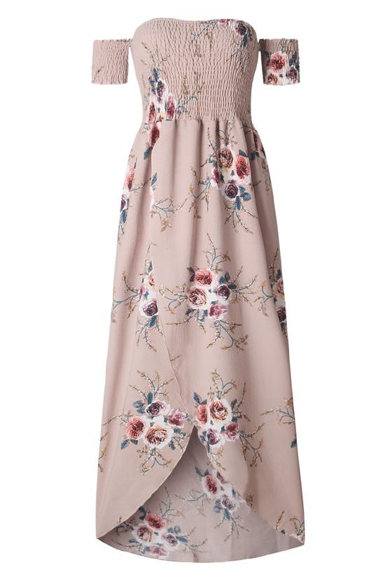 Off Shoulder Floral Beach Maxi Dress