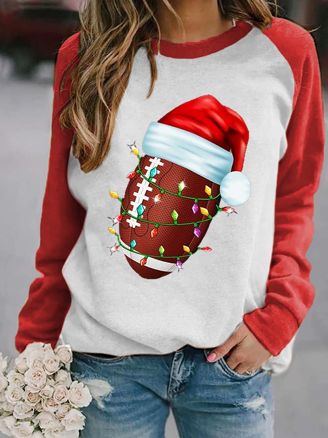 Christmas Footbal Print Casual Sweatshirt
