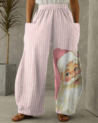 Christmas Pink Striped Santa Baggy Pants