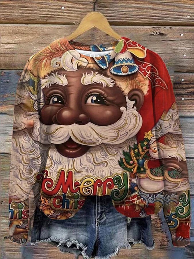 Casual Santa Claus Print Long Sleeve Sweatshirt