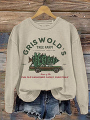 Vintage Griswold Christmas Printed Round Neck Long Sleeve Sweatshirt