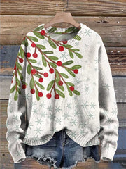 Merry Christmas Snowflake Art Print Knit Pullover Sweater