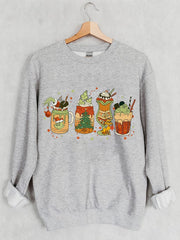 Fun Christmas Cup Print Sweatshirt