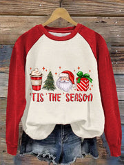Christmas Tis' The Season Santa Printed Sweatshirt