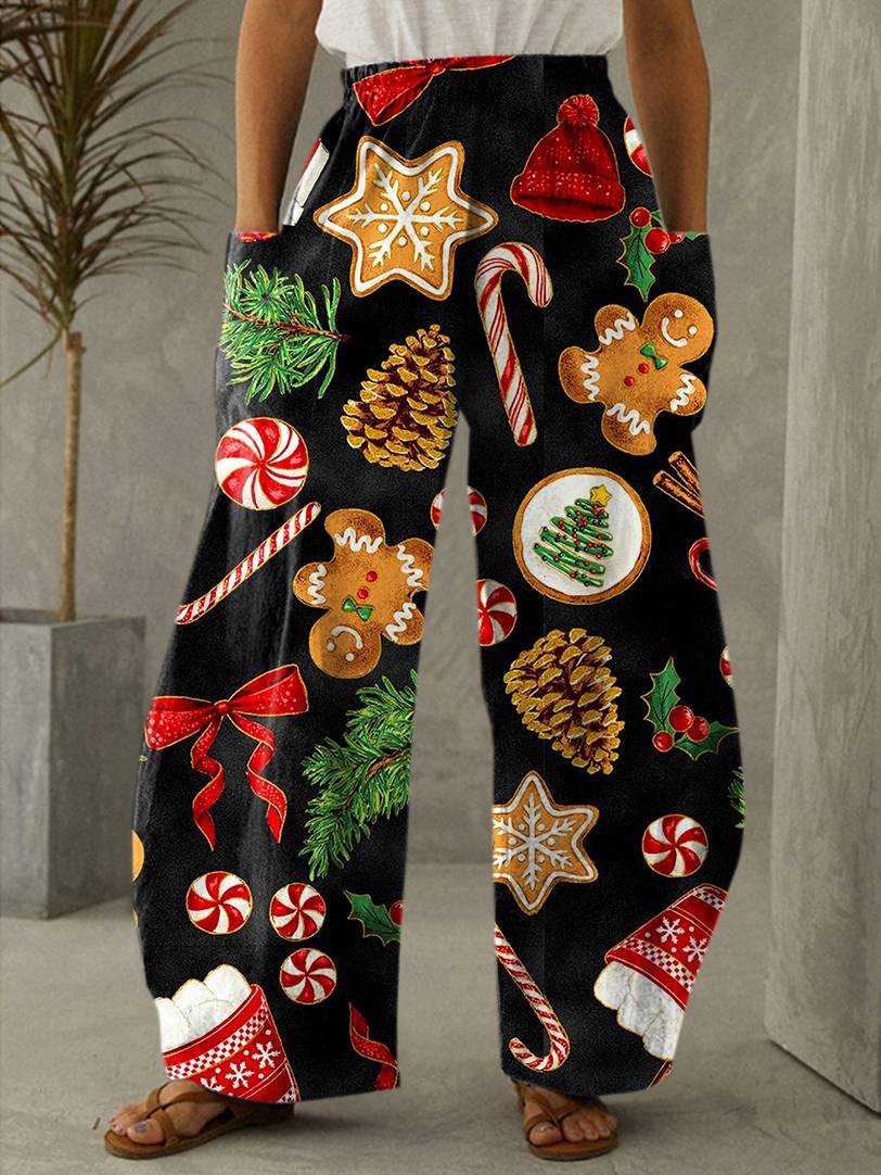 Christmas Deer Print Casual Loose Pants