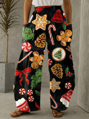 Christmas Deer Print Casual Loose Pants