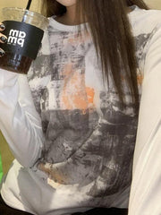 Vintage Newspaper Print Long Sleeve Tee