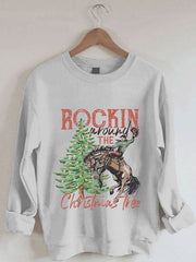 Rocking Around The Christmas Tree Print Casual Sweatshirt