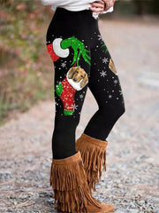 Christmas Dog Print Leggings