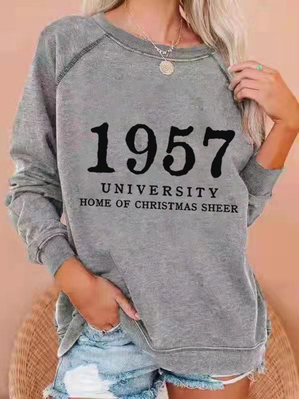 1957 University Home Of Christmas Cheer Print Casual Sweatshirt