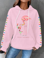 Merry Christmas Flamingo Print Casual Sweatshirt