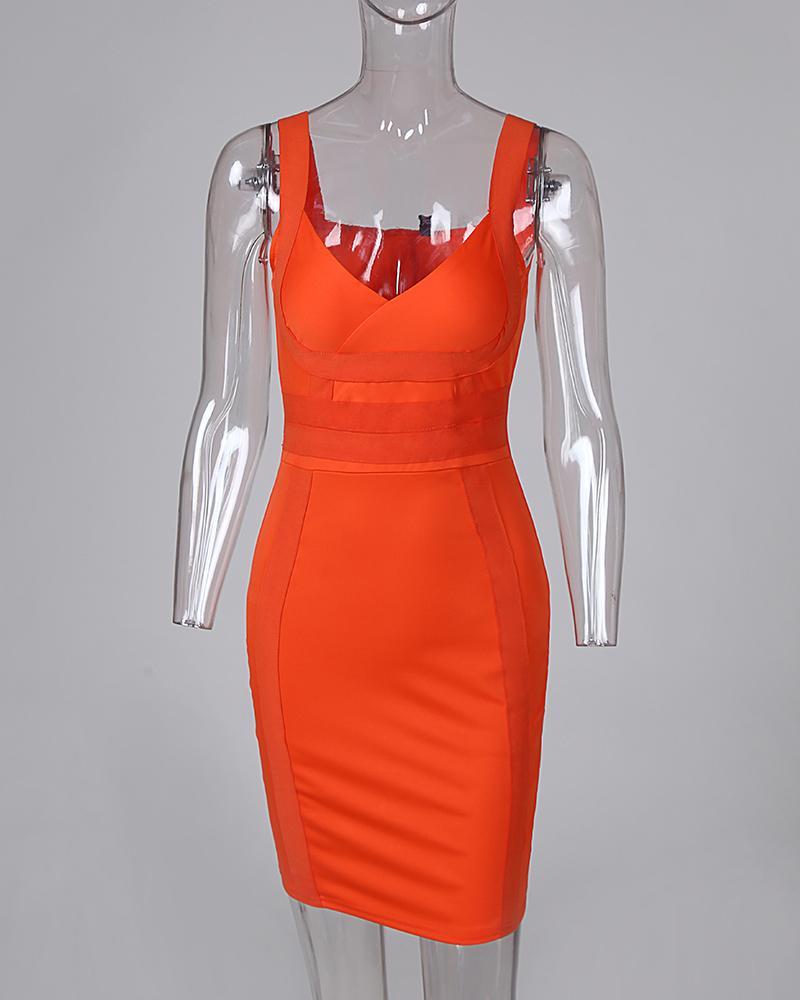 Thick Strap Plain Bodycon Dress