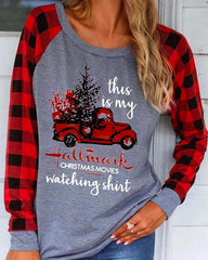 Hallmark Christmas Movies Watching Shirt Plaid Sleeve T-shirt