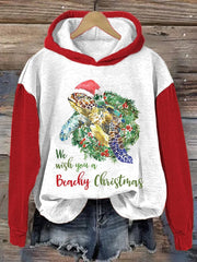 womens we wish you a beachy christmas hooded sweatshirt