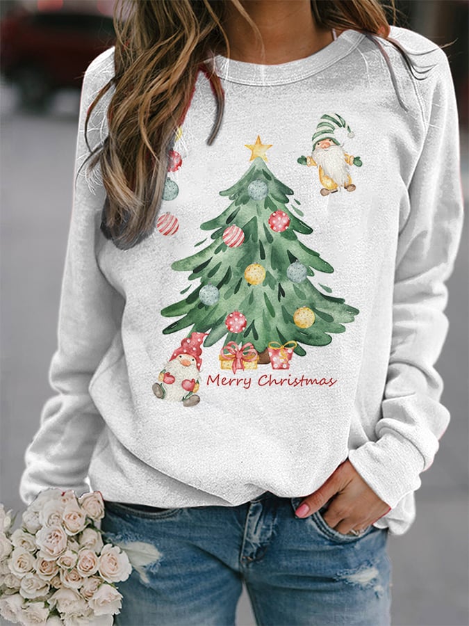 Christmas Tree Print Sweatshirt