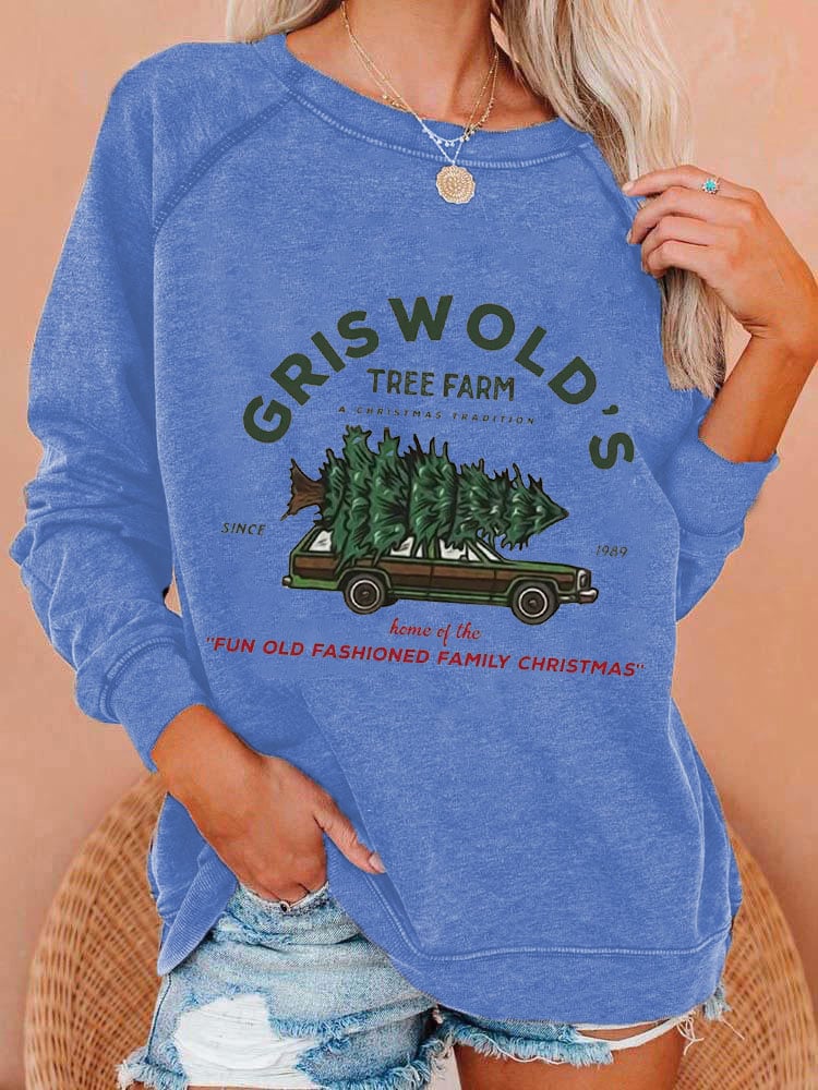 Vintage Griswold Christmas Print Casual Sweatshirt