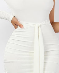 One Shoulder Ruched Design Bodycon Dress