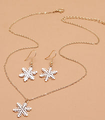 Christmas Snowflake Two Piece Earring Necklace