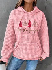 Christmas Tree 'Tis The Season' Print Waffle Hoodie