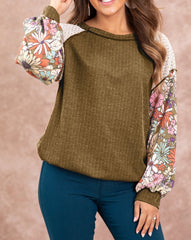 Floral Puff Sleeve Textured Blouse