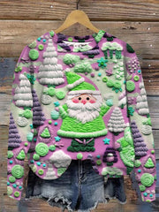 Pink Santa Print Sweatshirt