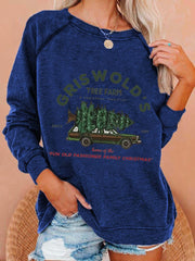 Vintage Griswold Christmas Print Casual Sweatshirt