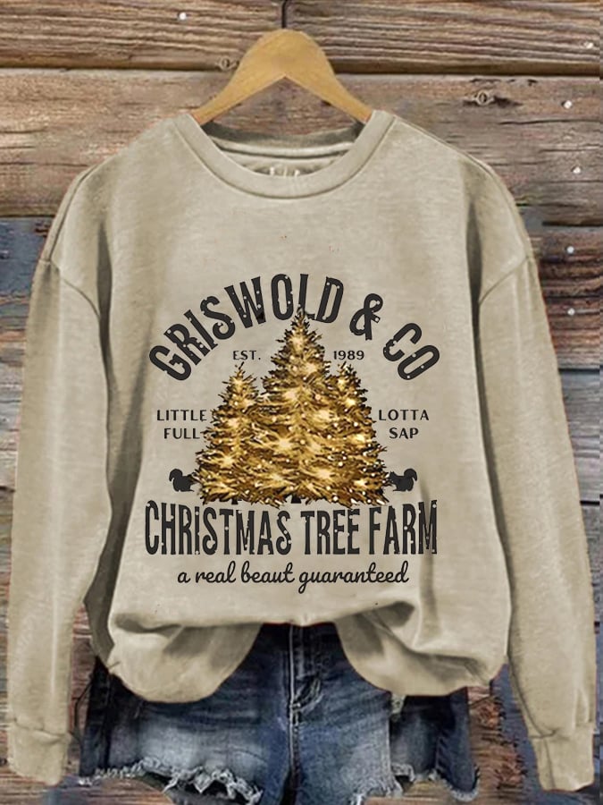 Griswold & Co Est 1989 Christmas Tree Farm Print Casual Sweatshirt