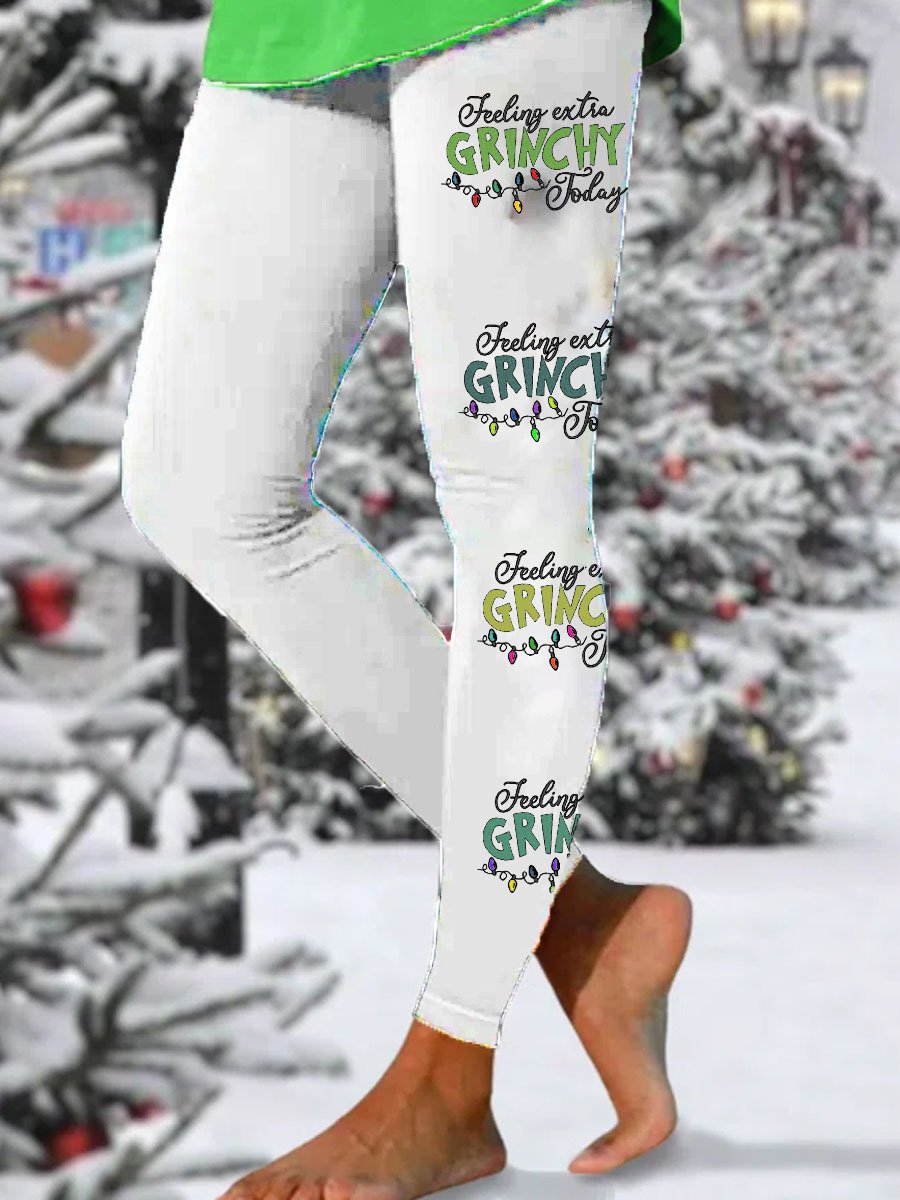 Christmas Feeling Extra Today Lights Print Yoga Pants