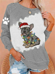 Christmas French Bulldog Mom Print Casual Sweatshirt