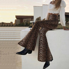 Leopard Print Flare Pants