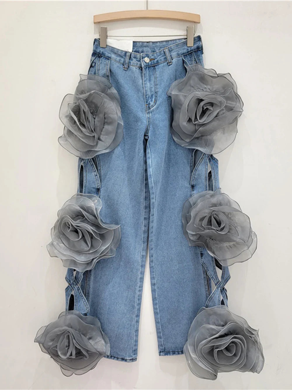 3D Flower Denim Pants