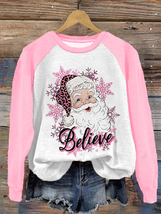 Christmas Santa Believe Print Sweatshirt