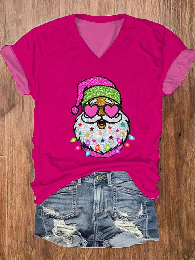 Shiny Santa Print T-Shirt