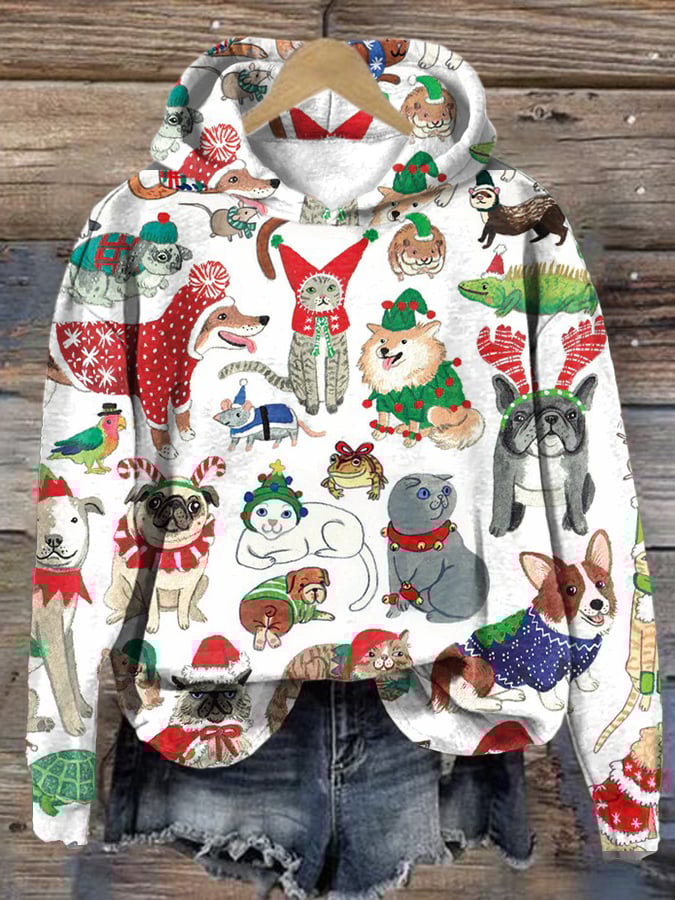 Christmas Pet Casual Print Sweatshirt
