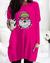 Pink Sparkly Santa Casual Midi Top