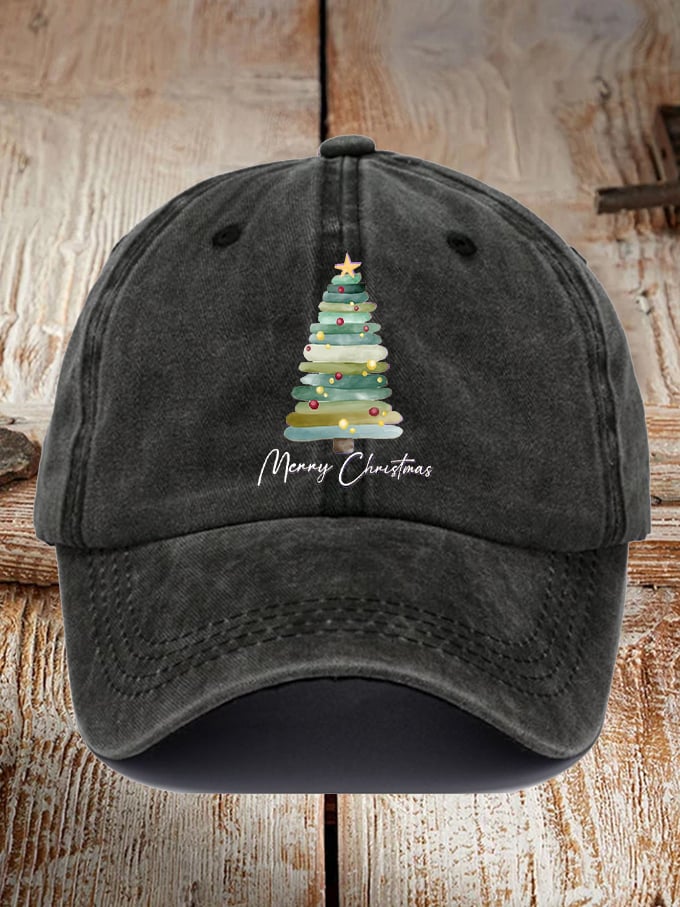 Unisex Merry Christmas Tree Print Hats