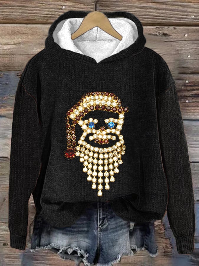 Women's Jewelry Santa Print Hooded Sweatshirt
