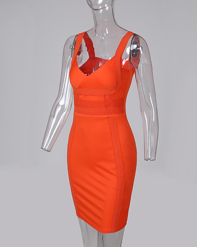 Thick Strap Plain Bodycon Dress