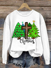 Merry Chrismas Print Long Sleeve Sweatshirt