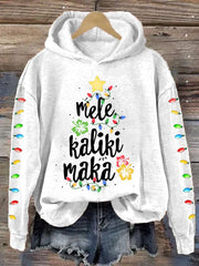 Mele Kalikimaka Hawaii Christmas Print Hoodie