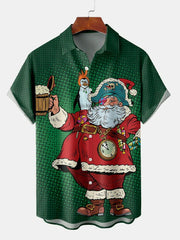 Christmas Elements Pirate Santa Claus Printing Short Sleeve Shirt