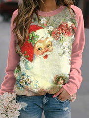 Merry Chrismas Print Crew Neck Sweatshirt