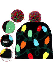 Led Christmas Hat, Light Up Christmas Hat Christmas Beanie 6 Colorful Lights Unisex Knitted Beanie Holiday For Party