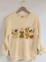 Fun Christmas Cup Print Sweatshirt