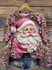 Women's Pink Santa Print Sweatshirt