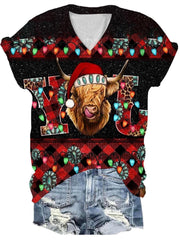 Christmas Joy Cow Print T-Shirt