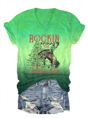 Rockin Around The Christmas Tree V Neck T-Shirt
